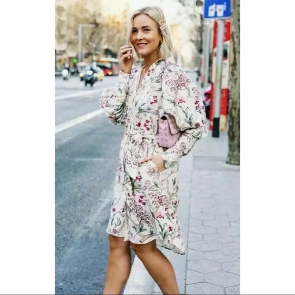 JOHANNA ORTIZ x H&M Linen Shirt Floral Print Dolman Sleeve Midi Dress - Picture 7 of 16